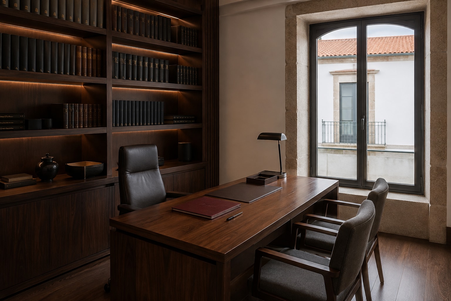 Detalhe editorial de um interior de escritório